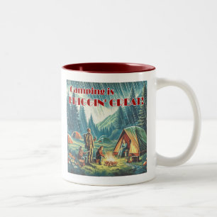 Camping Is Friggin Great Funny Rain Two-Tone Coffee Mug