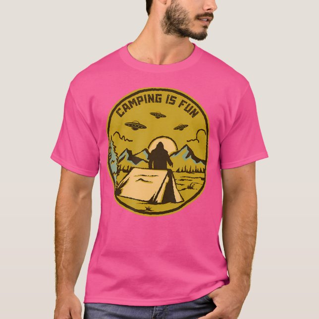Camping Is Fun Ufo Bigfoot Funny Camping T-Shirt (Front)