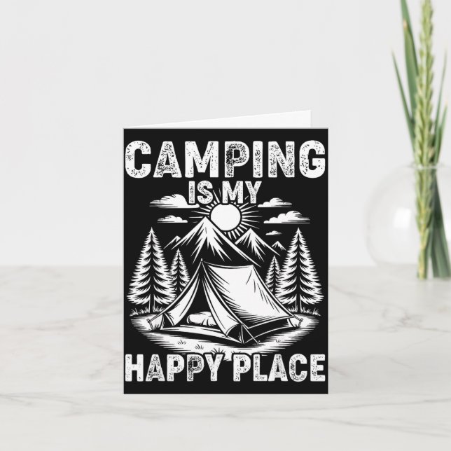 Camping is happy place funny camper forest camp card (Front)