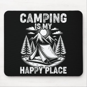 Camping is happy place funny camper forest camp mouse mat