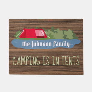 Camping is in tent rustic wood tree campers custom doormat