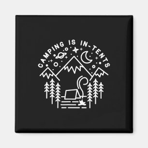 Camping Is In-tents Line Art Funny Outdoors Hiking Magnet
