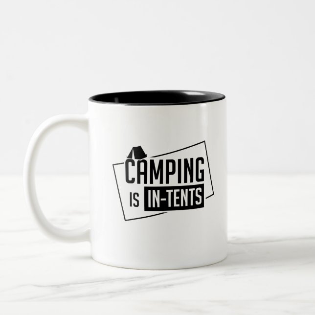 Camping Is In Tents Two-Tone Coffee Mug (Left)