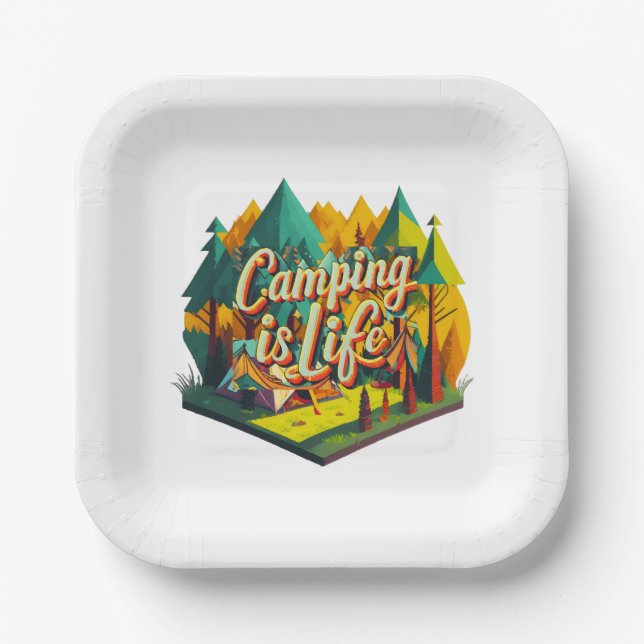 Camping is Life Paper Plate (Front)