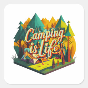 Camping is Life Square Sticker
