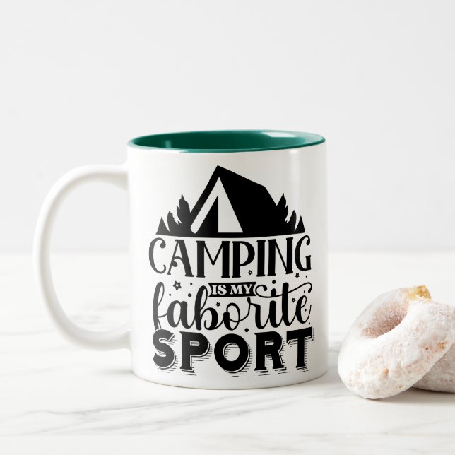 Camping Is My Favourite Sport Two-Tone Coffee Mug (With Donut)