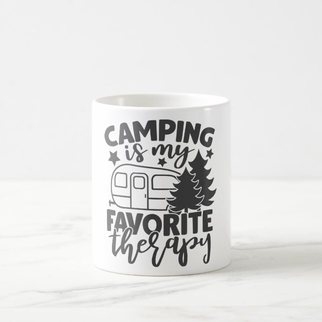 Camping Is My Favourite Therapy Funny Camper Sayin Coffee Mug (Center)