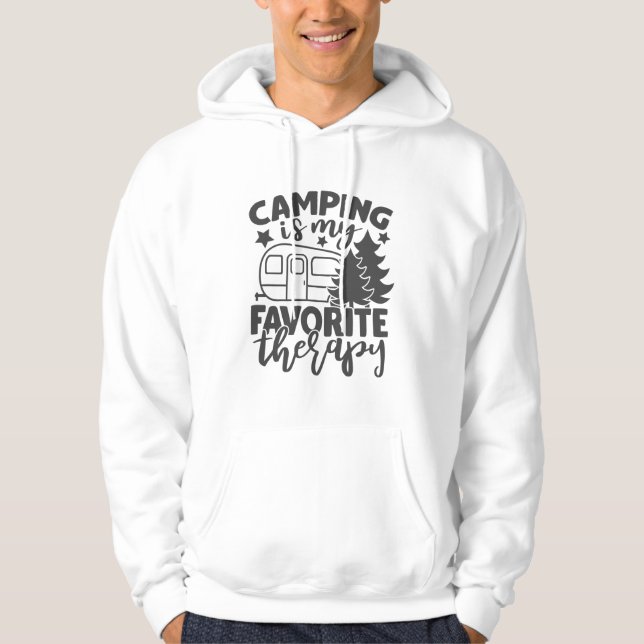 Camping Is My Favourite Therapy Funny Camper Sayin Hoodie (Front)