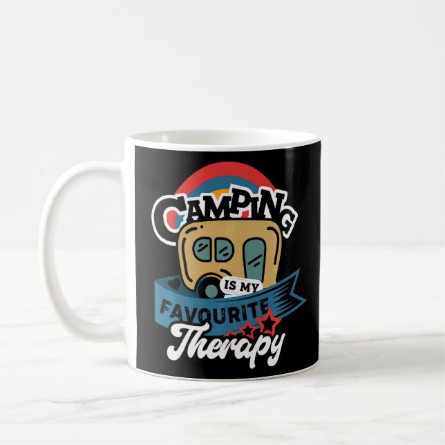 Camping Is My Favourite Therapy  Funny Hiking Camp Coffee Mug (Left)