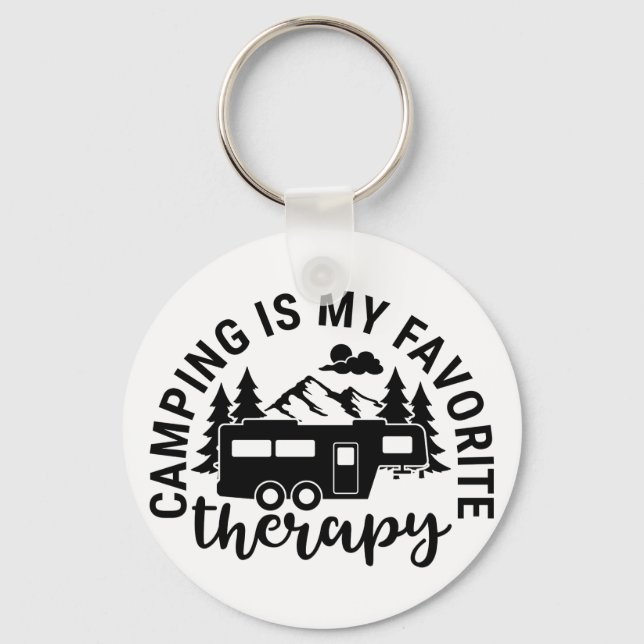 Camping Is My Favourite Therapy Key Ring (Front)