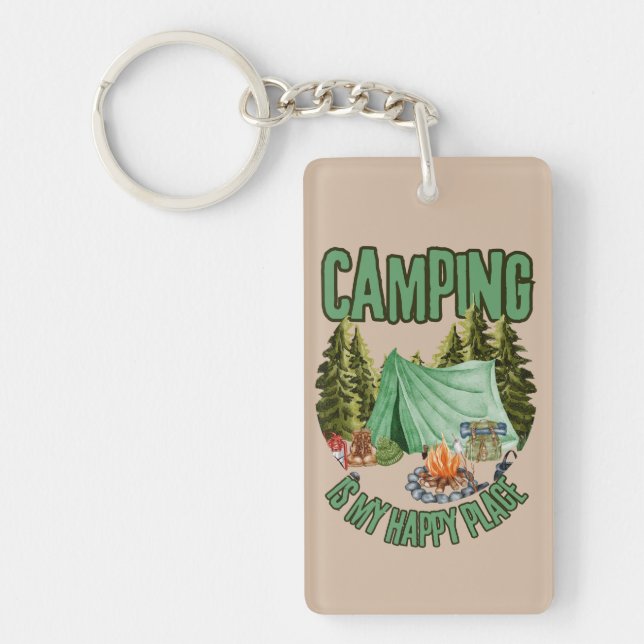 Camping is my happy place acrylic keychain (Front)