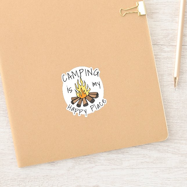 Camping is My Happy Place Campfire Vinyl Sticker (Notebook)
