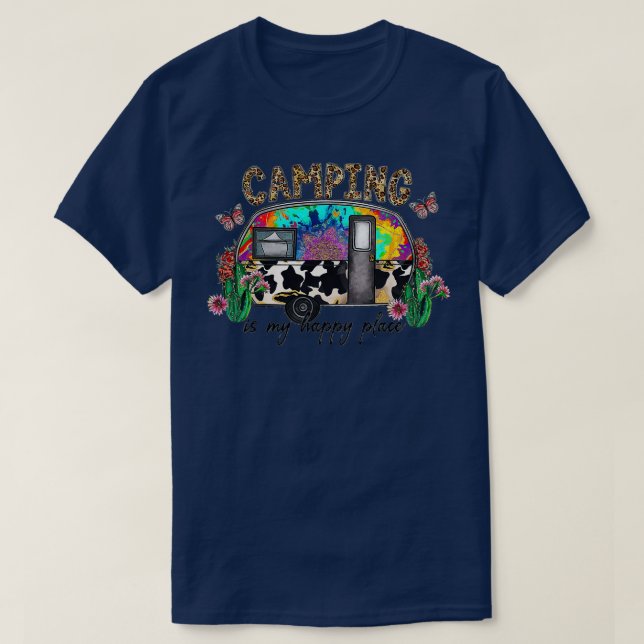 Camping Is My Happy Place Camping Van Cactus Weste T-Shirt (Design Front)