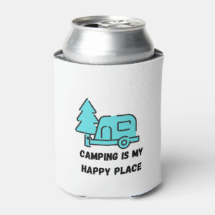 Camping is my Happy Place on a  Can Cooler