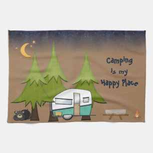 Camping Is My Happy Place Personalised Towel