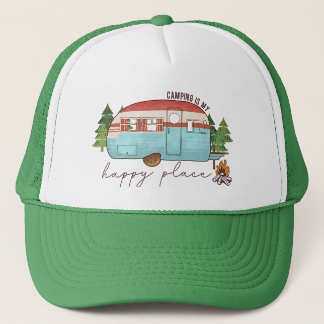 Camping is my happy place trucker hat (Front)