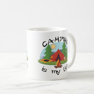 Camping is My Life Tent and Forest Coffee Mug