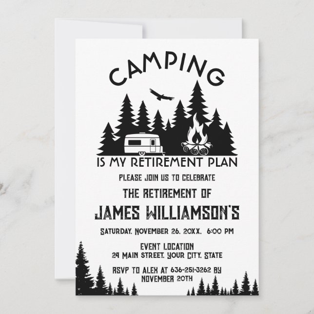 Camping is my retirement plan retired party invitation (Front)