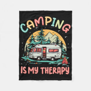 Camping Is My Therapy Campfire Summer Camp Family Fleece Blanket