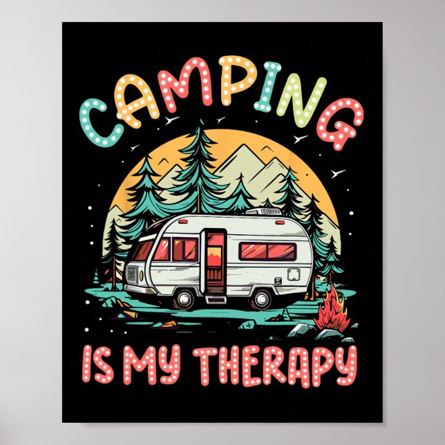 Camping Is My Therapy Campfire Summer Camp Family  Poster (Front)