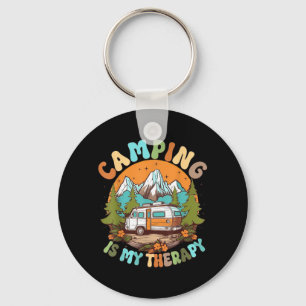 Camping Is My Therapy Campfire Summer Camping Key Ring