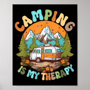 Camping Is My Therapy Campfire Summer Camping Poster