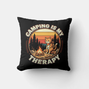 Camping Is My Therapy Cat Lover Outdoor Adventure Cushion