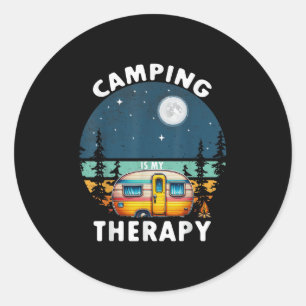 Camping Is My Therapy Classic Round Sticker