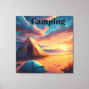 Camping is my Therapy   Digital Art Canvas Print