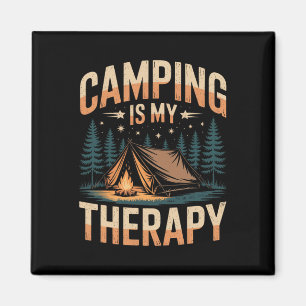 Camping Is My Therapy Fun Outdoor Campfire Family Magnet