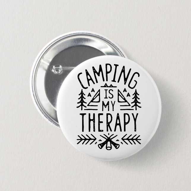 Camping is my therapy funny camper 6 cm round badge (Front & Back)