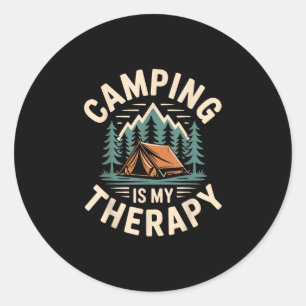 Camping is my therapy funny camper classic round sticker