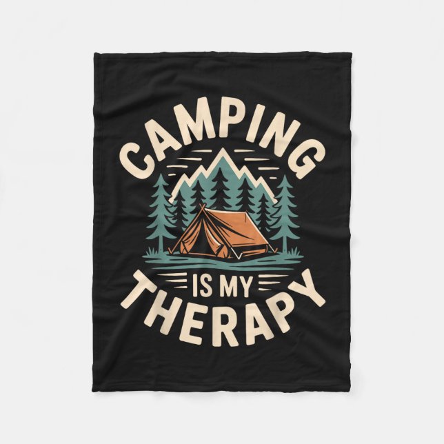 Camping is my therapy funny camper  fleece blanket (Front)