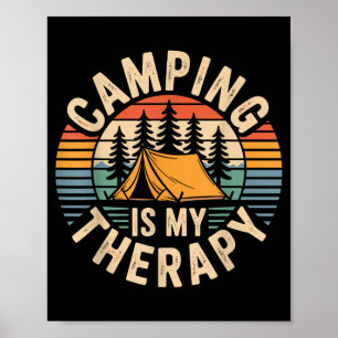 Camping is my therapy funny camper poster
