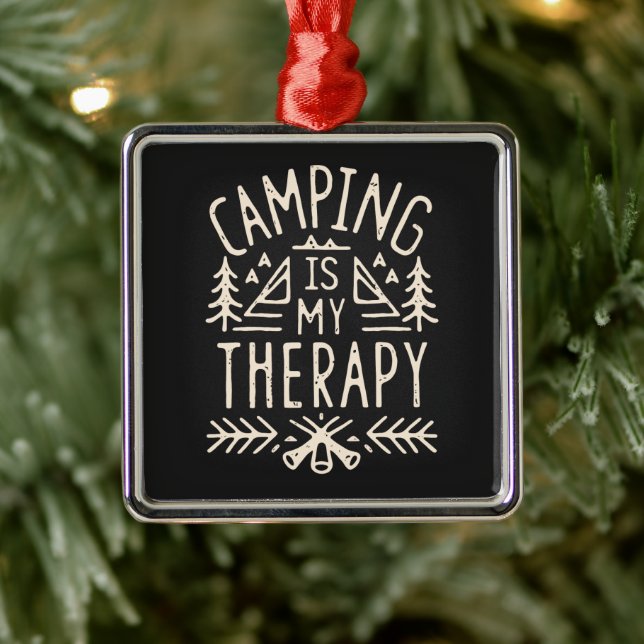 Camping is my therapy funny camper quotes rustic metal tree decoration (Tree)