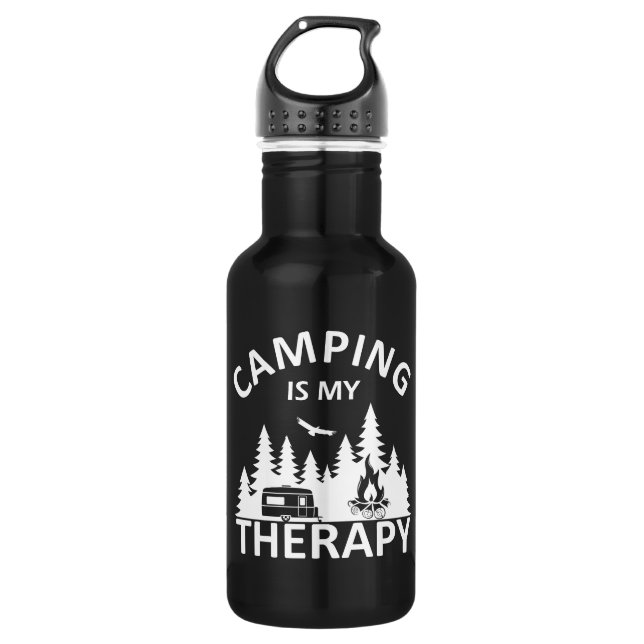 Camping is my therapy funny camper slogan 532 ml water bottle (Front)