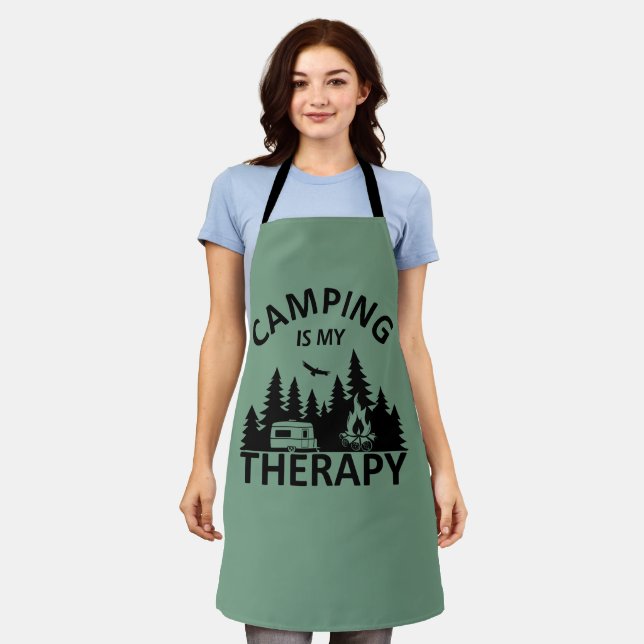 Camping is my therapy funny camper slogan apron (Worn)
