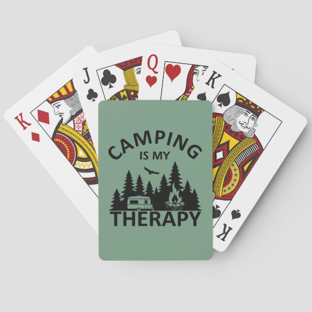 Camping is my therapy funny camper slogan playing cards (Back)