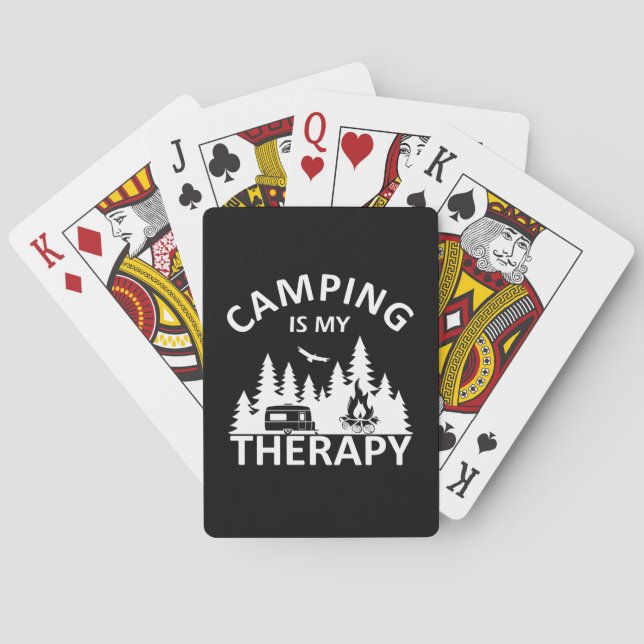 Camping is my therapy funny camper slogan playing cards (Back)