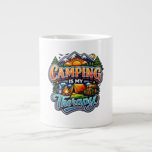 Camping Is My Therapy Funny Camping Outdoor Large Coffee Mug