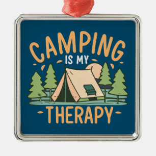 Camping Is My Therapy Metal Tree Decoration