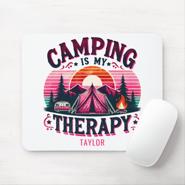 Camping Is My Therapy Mouse Mat (With Mouse)