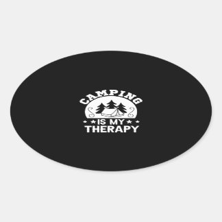 Camping is my therapy oval sticker