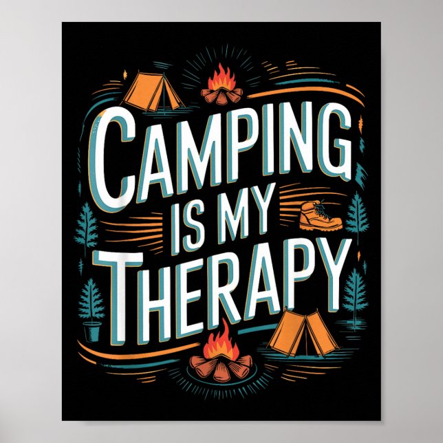 Camping is my therapy quote  poster (Front)