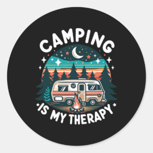 Camping Is My Therapy Summer Vacation Family Match Classic Round Sticker