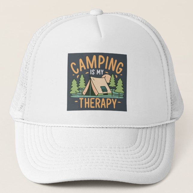 Camping Is My Therapy Trucker Hat (Front)