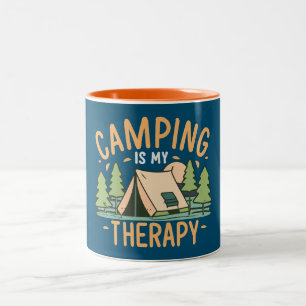 Camping Is My Therapy Two-Tone Coffee Mug