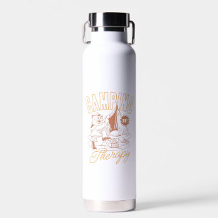 Camping Is My Therapy– Vintage Cat Water Bottle