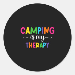 Camping is my therapy womens camping with saying classic round sticker
