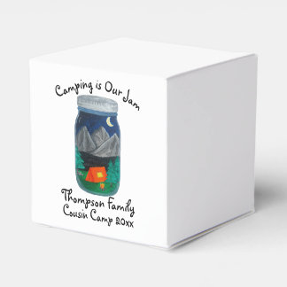 Camping is Our Jam Tent and Mountains in Jar Favour Box